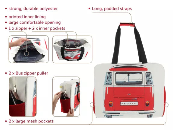 VW Combi SAC DE PLAGE, DE VOYAGE, DE WEEK-END, DE TRAINING ET DE YOGA - ROUGE