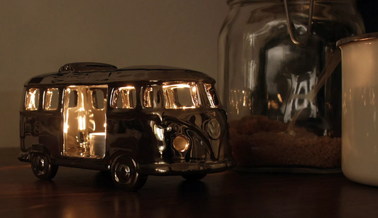 PHOTOPHORE EN CERAMIQUE - ARGENTE