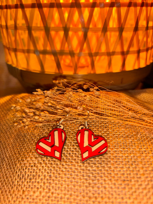 BOUCLES D'OREILLES EN BOIS - COEUR