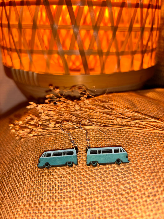 BOUCLES D'OREILLES EN BOIS - Bus long