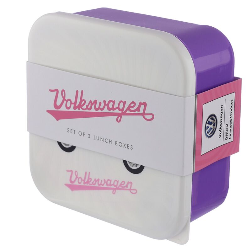 Lot de 3 Boîtes Repas Volkswagen - mauve, rose et verte